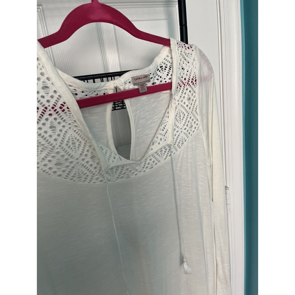 Cape Juby Womens Long Sleeve Blouse White Size M Lightly Worn - Picture 3 of 3